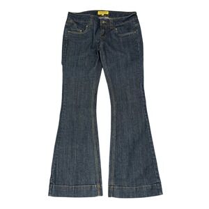 Vintage Y2K Inwear Dark Wash Low Rise Flare Jeans Embroidered Pockets Size 29W